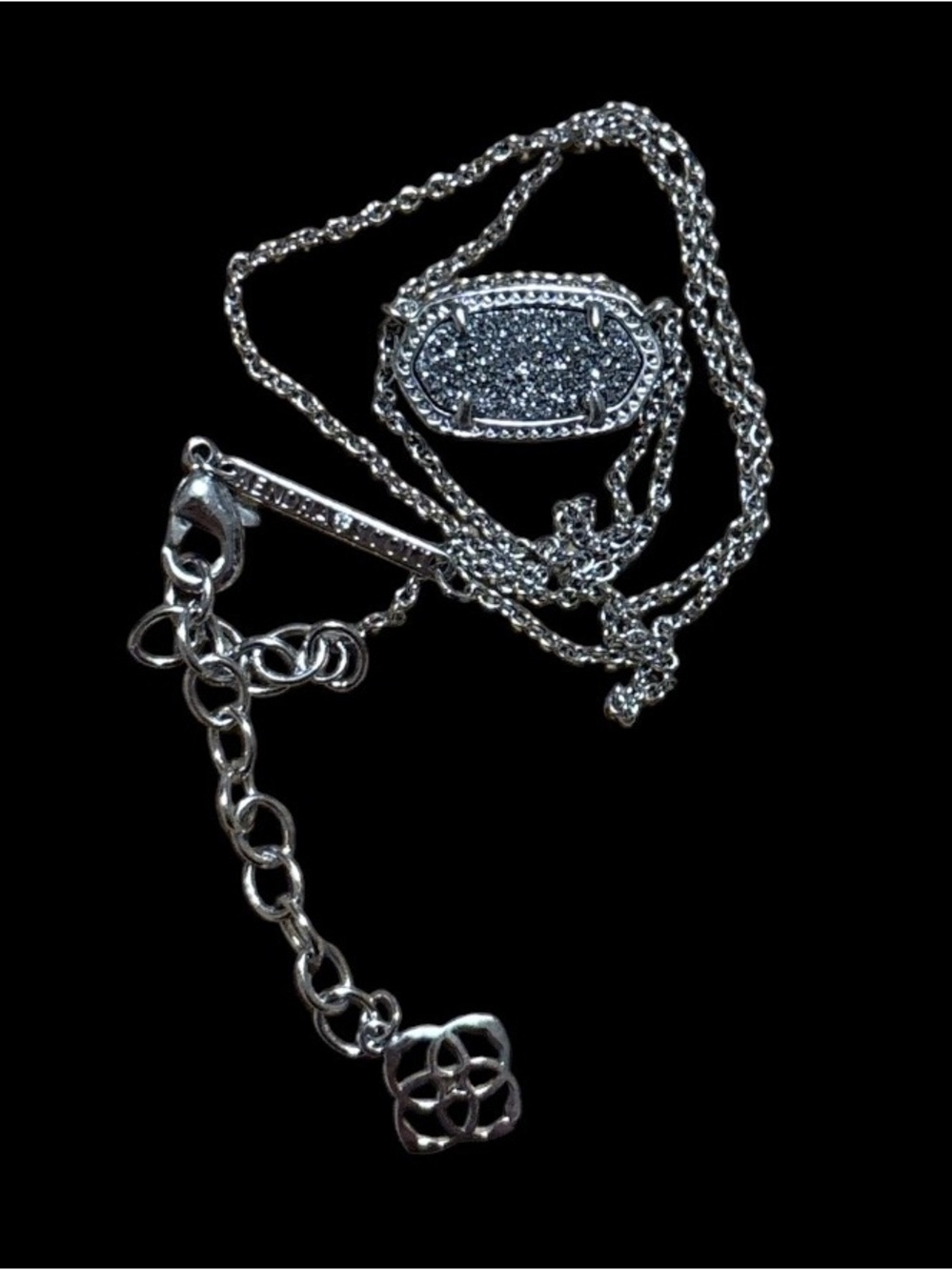 Kendra Scott Silver Pavé Oval Pendant Necklace